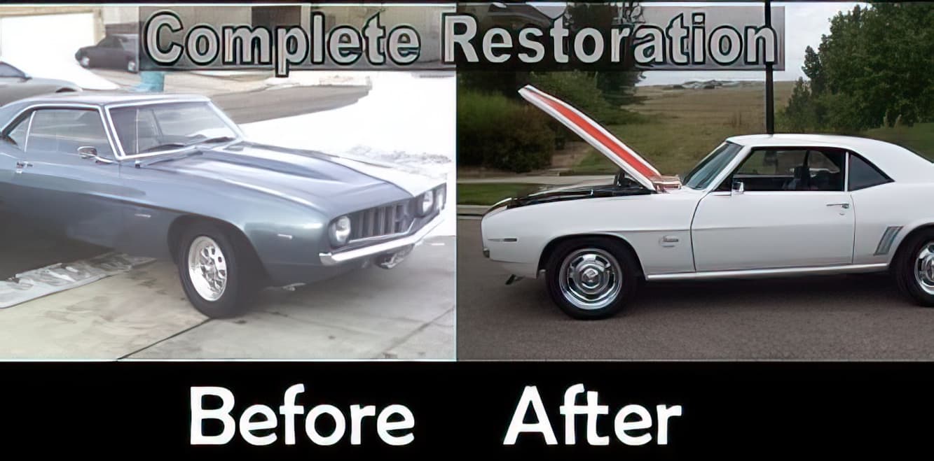 Classic car restoration before-and-after example